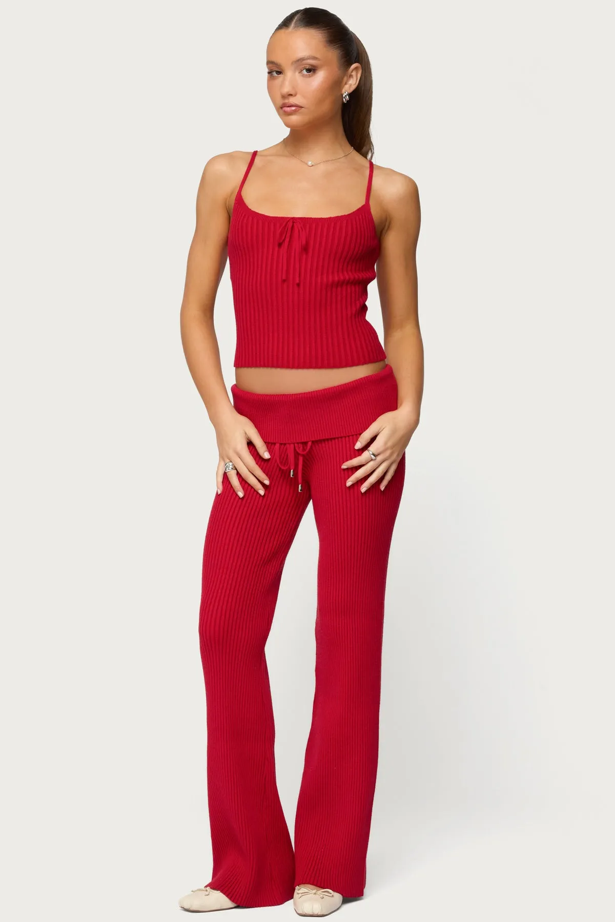 Adannah Tie Ribbed Knit Tank Top sold by Edikted product image thumbnail 5