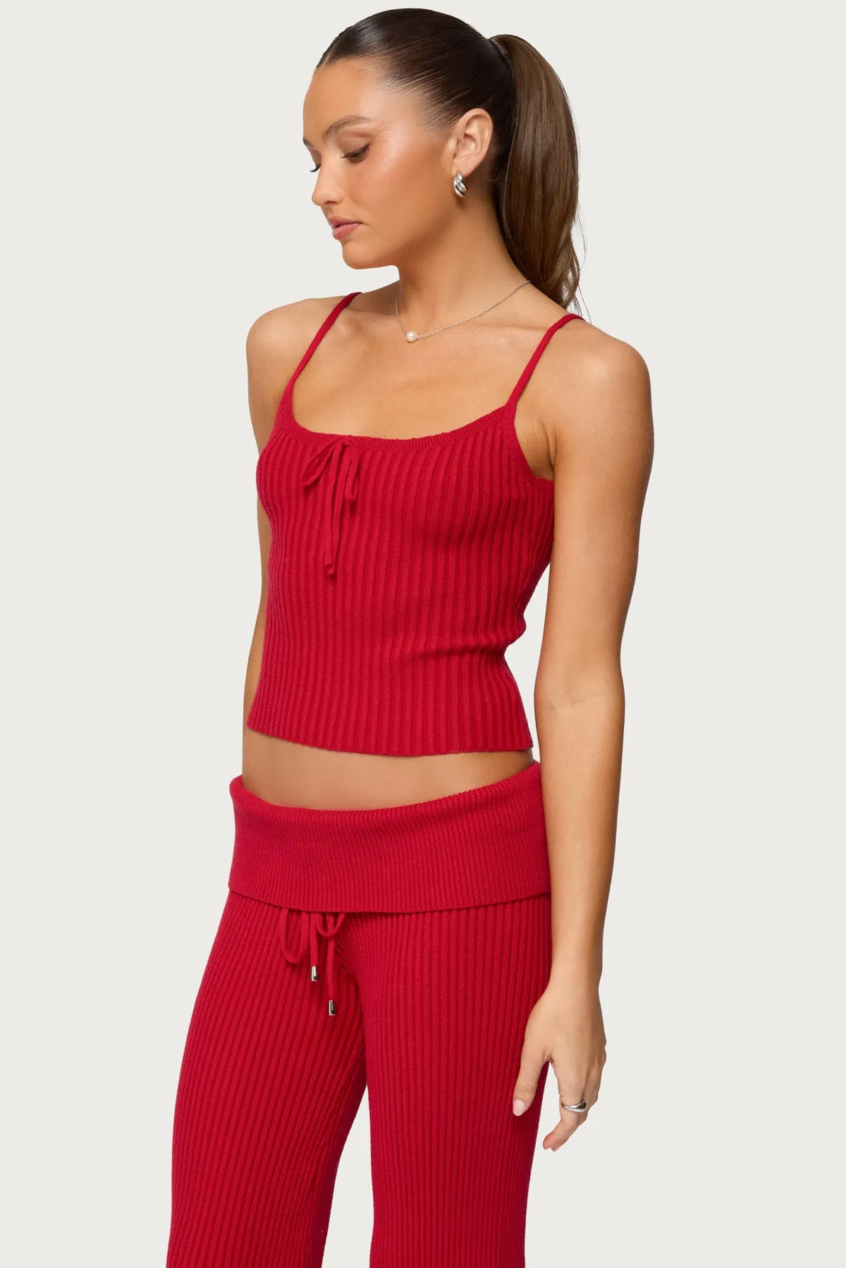Adannah Tie Ribbed Knit Tank Top sold by Edikted product image thumbnail 3