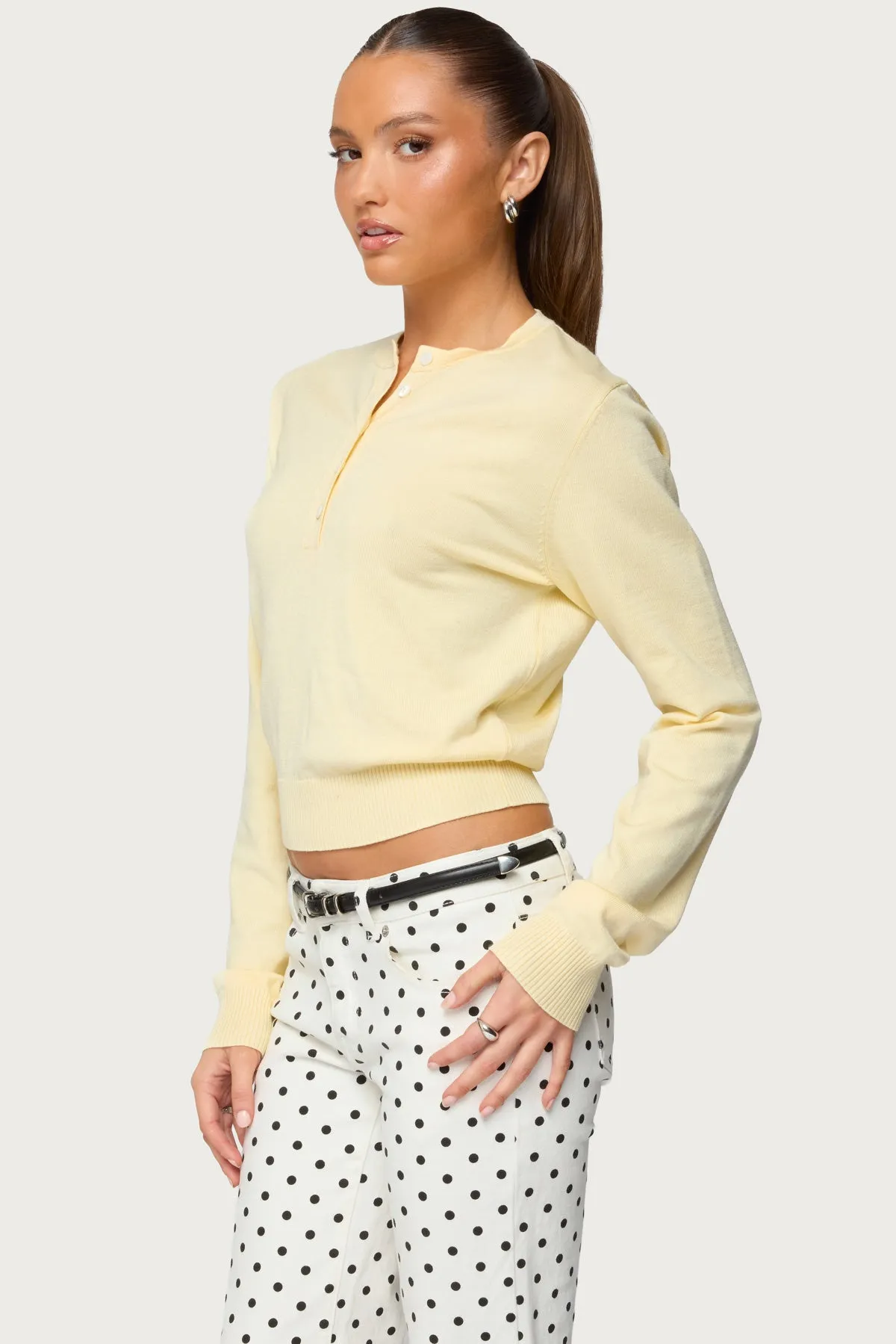 Yolana Henley Light Knit Sweater sold by Edikted product image thumbnail 3