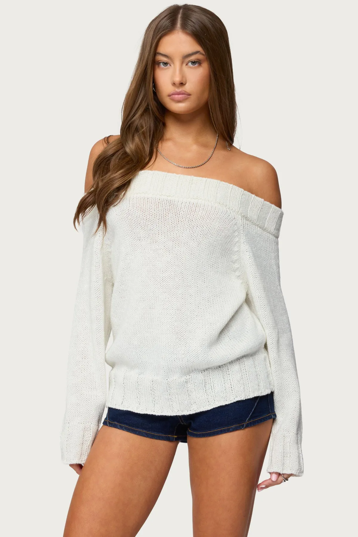 Noemi Off Shoulder Sweater sold by Edikted