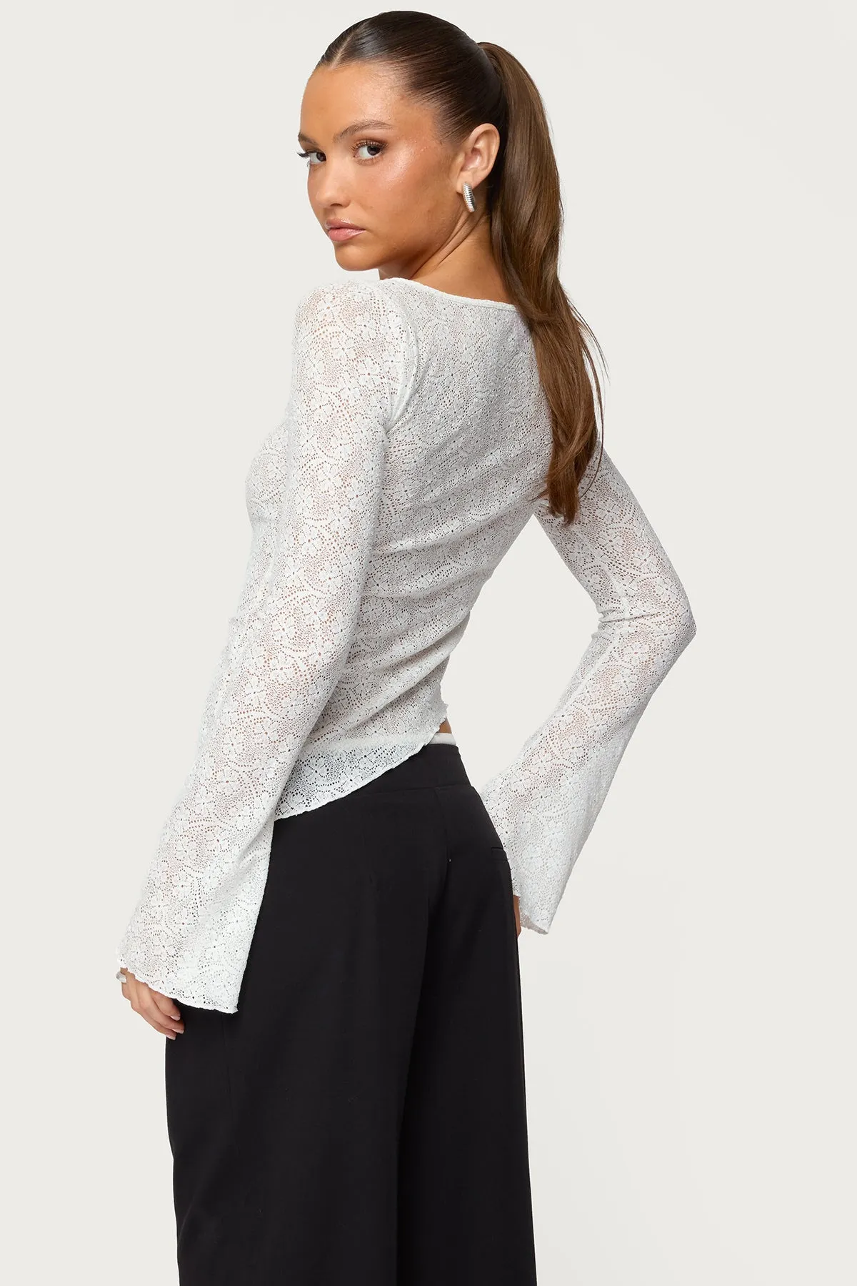 Mare Asymmetric Gem Sheer Lace Top sold by Edikted product image thumbnail 5