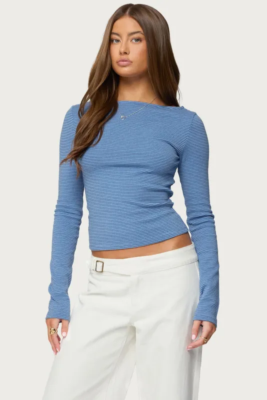 Loria Striped Boat Neck Top made by Edikted