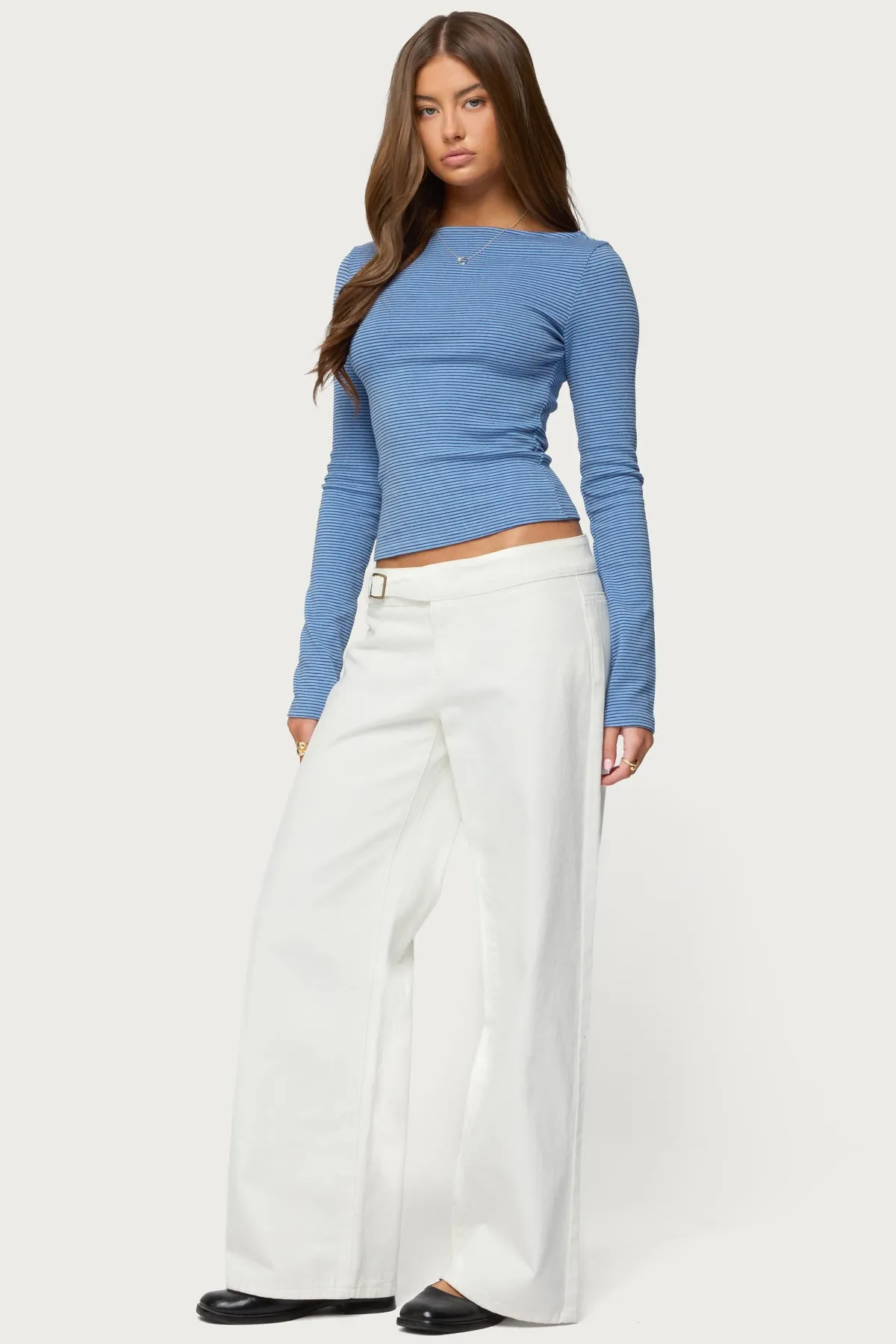 Loria Striped Boat Neck Top sold by Edikted product image thumbnail 4