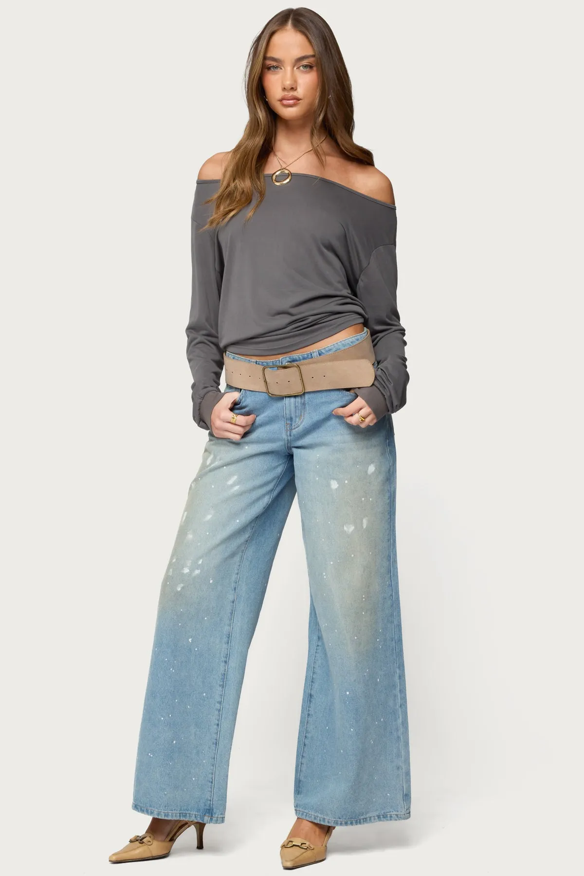 Nannie Off Shoulder Oversized Top sold by Edikted product image thumbnail 5