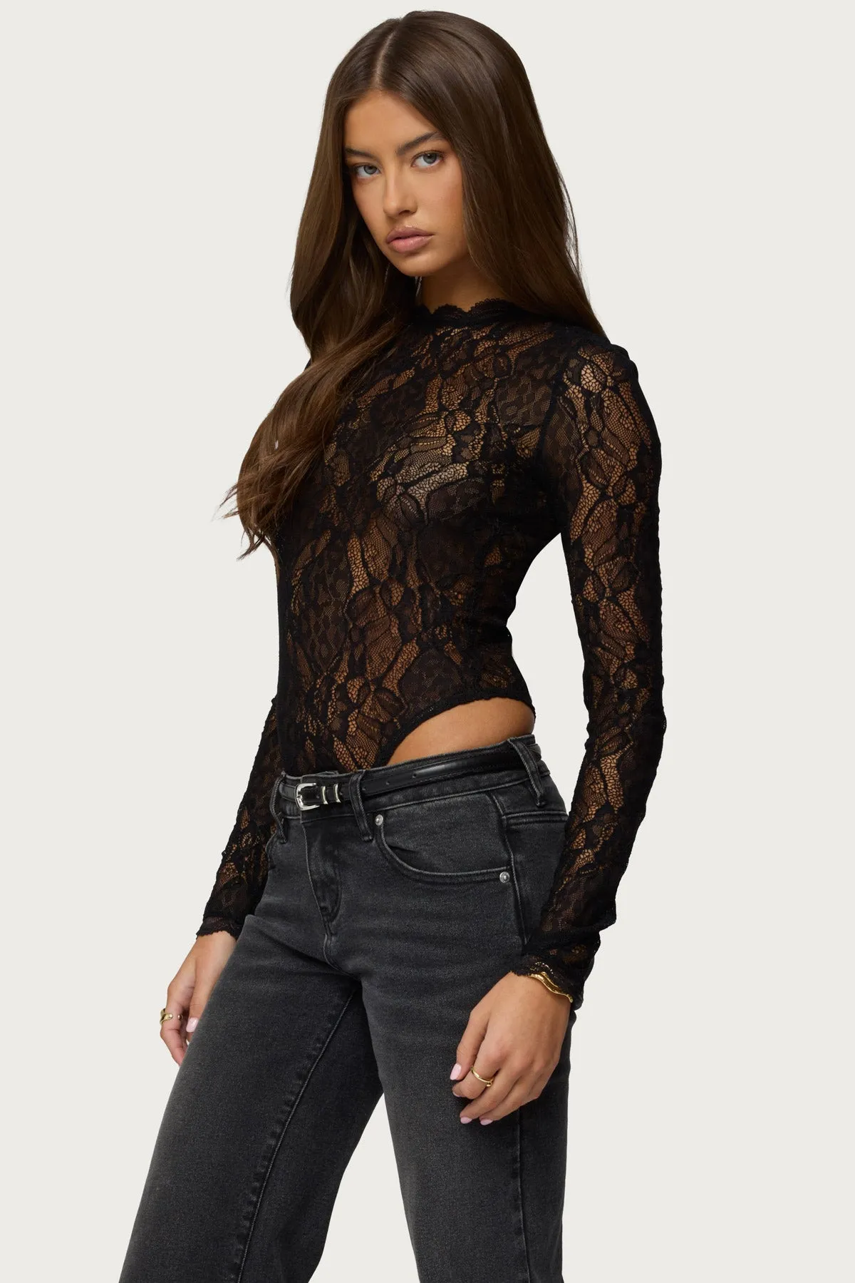 Rosalinda Sheer Lace Bodysuit sold by Edikted product image thumbnail 3