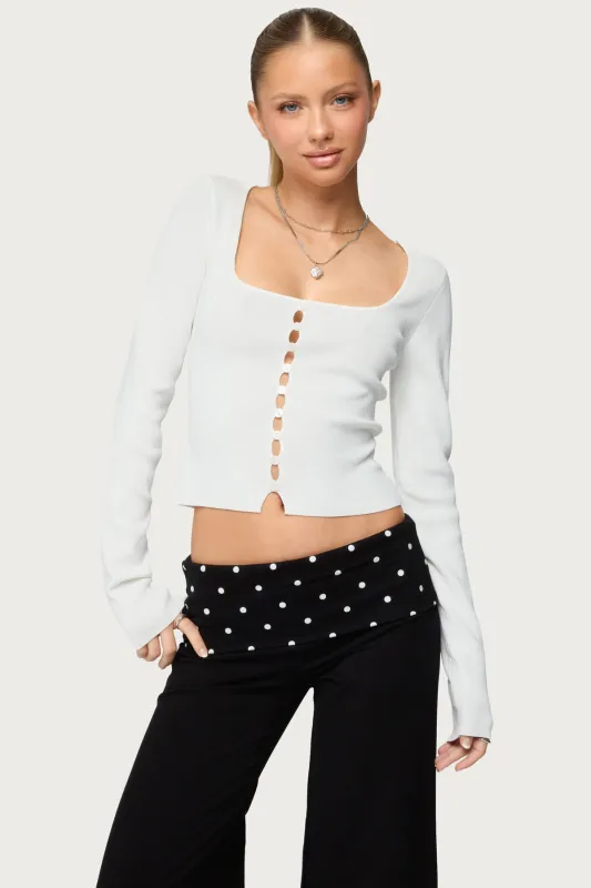 Deane Button Cutout Square Neck Top sold by Edikted