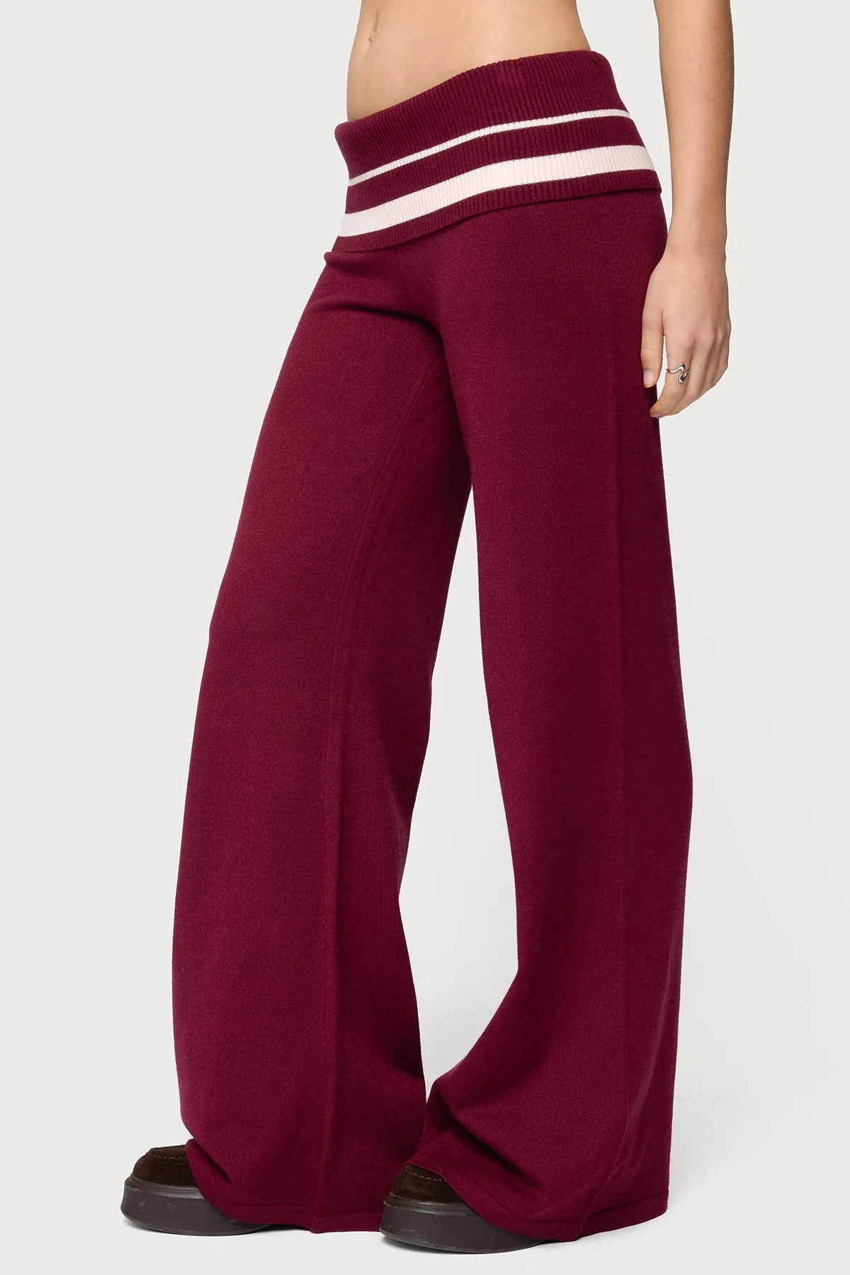 Kaliya Stripey Foldover Knit Pants sold by Edikted product image thumbnail 3