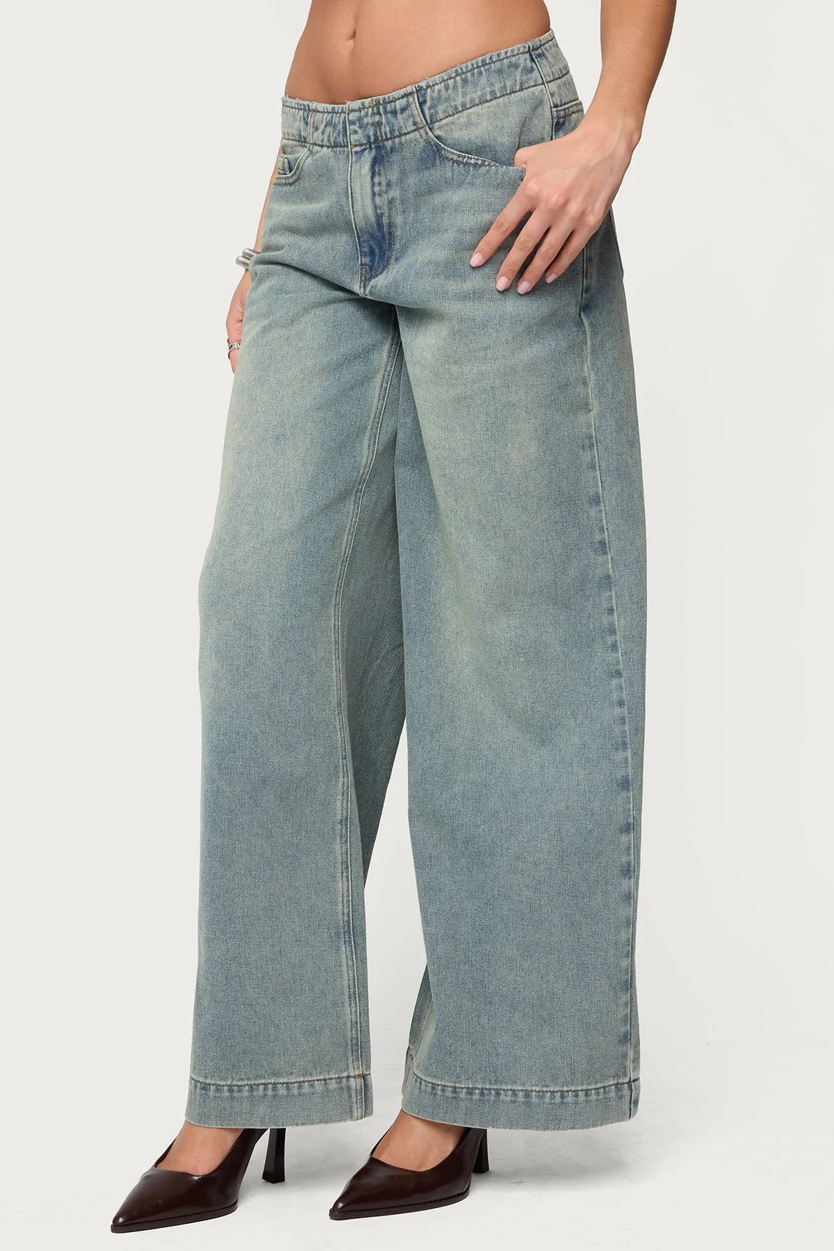 Saffie No Waistaband Low Rise Baggy Jeans sold by Edikted product image thumbnail 4