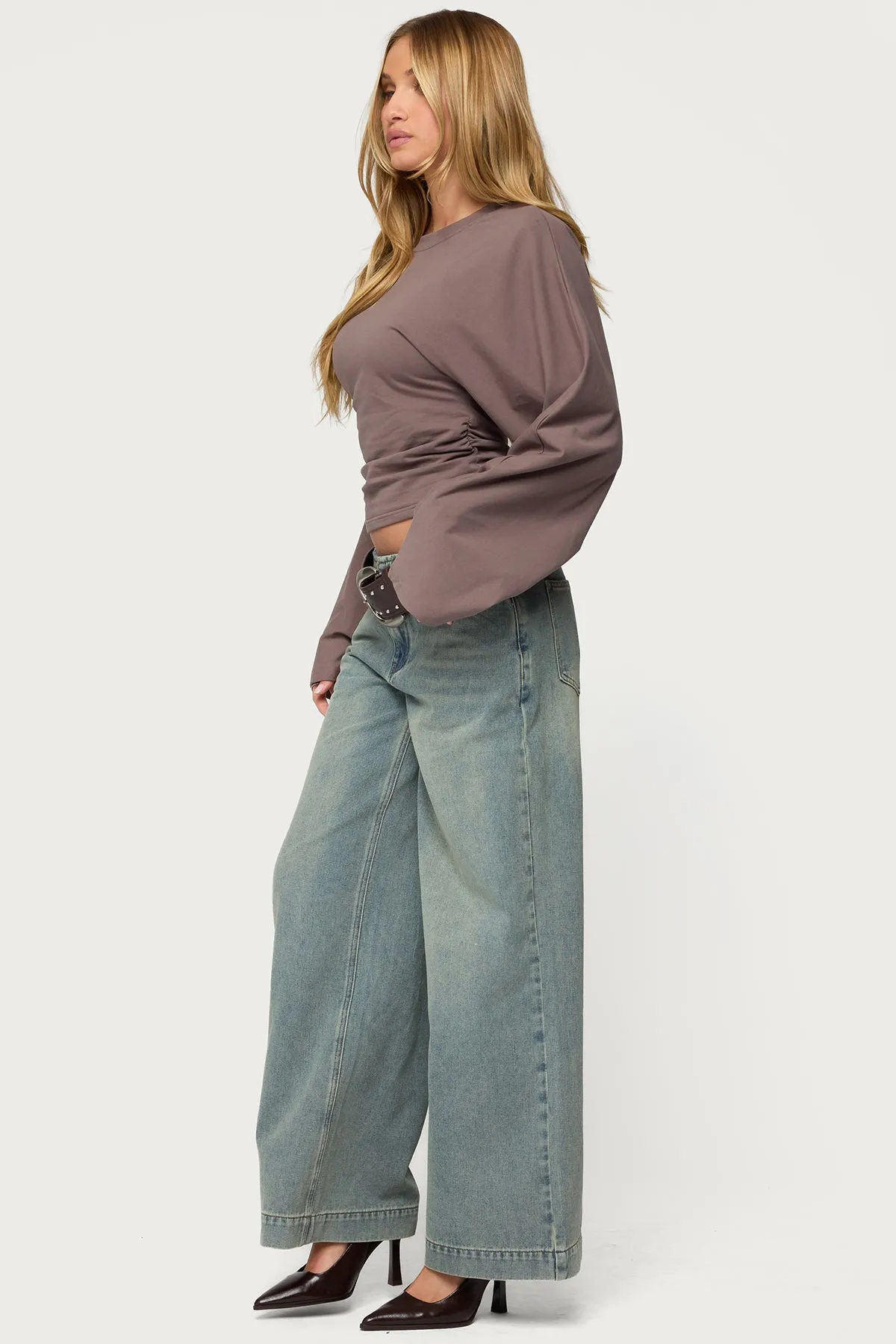 Saffie No Waistaband Low Rise Baggy Jeans sold by Edikted product image thumbnail 3