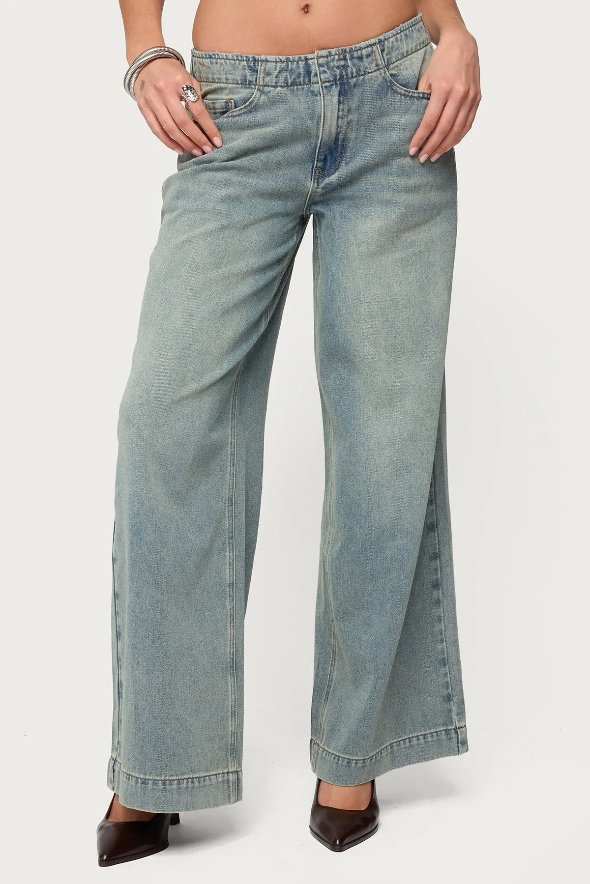Saffie No Waistaband Low Rise Baggy Jeans sold by Edikted product image thumbnail 2