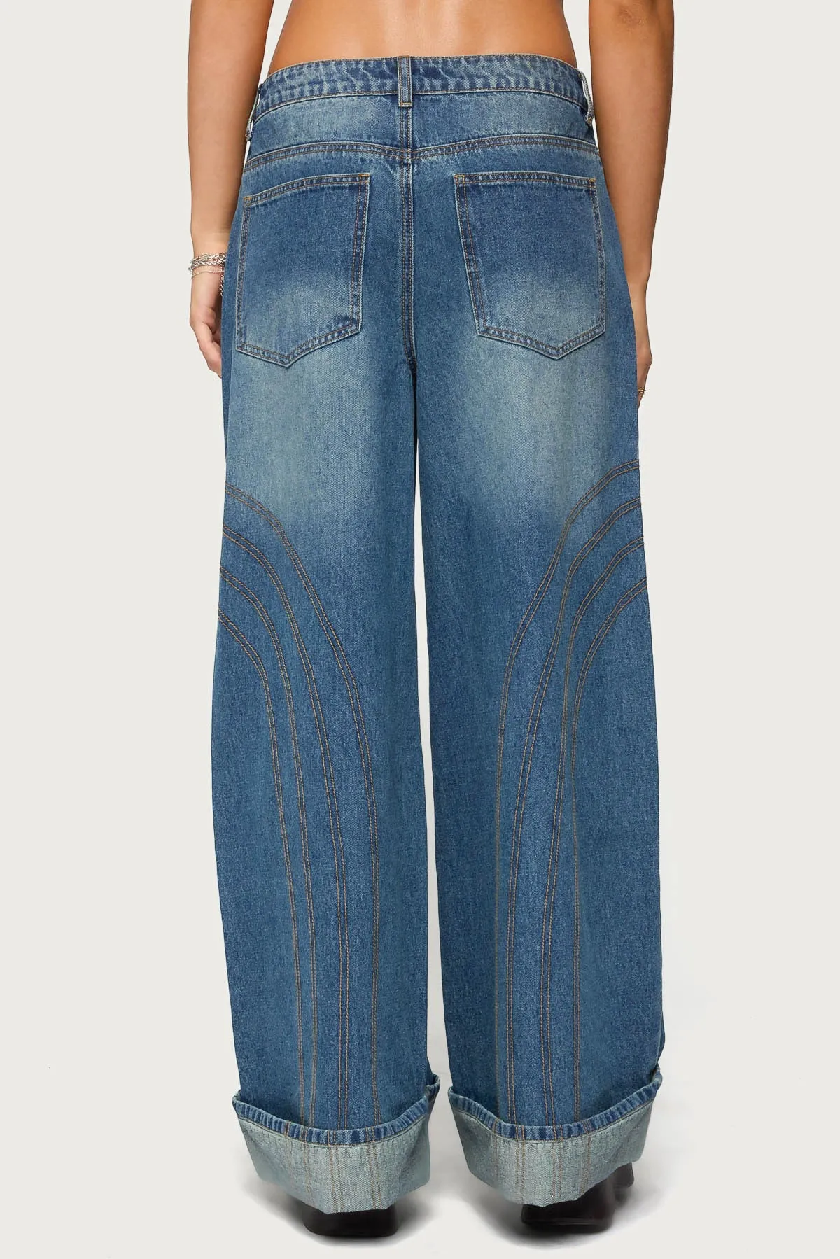 Cuffed Low Rise Baggy Jeans sold by Edikted product image thumbnail 4