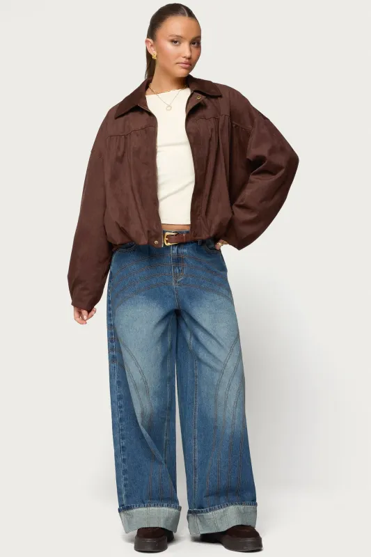 Cuffed Low Rise Baggy Jeans sold by Edikted