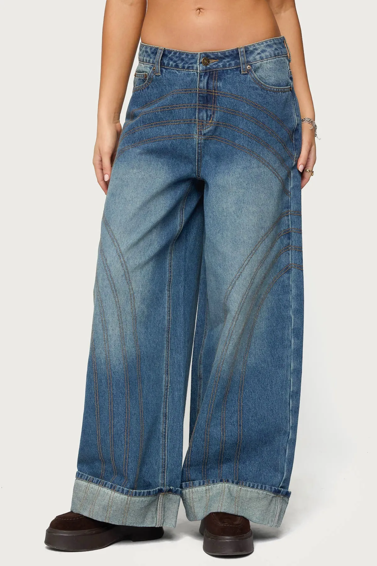 Cuffed Low Rise Baggy Jeans sold by Edikted product image thumbnail 2
