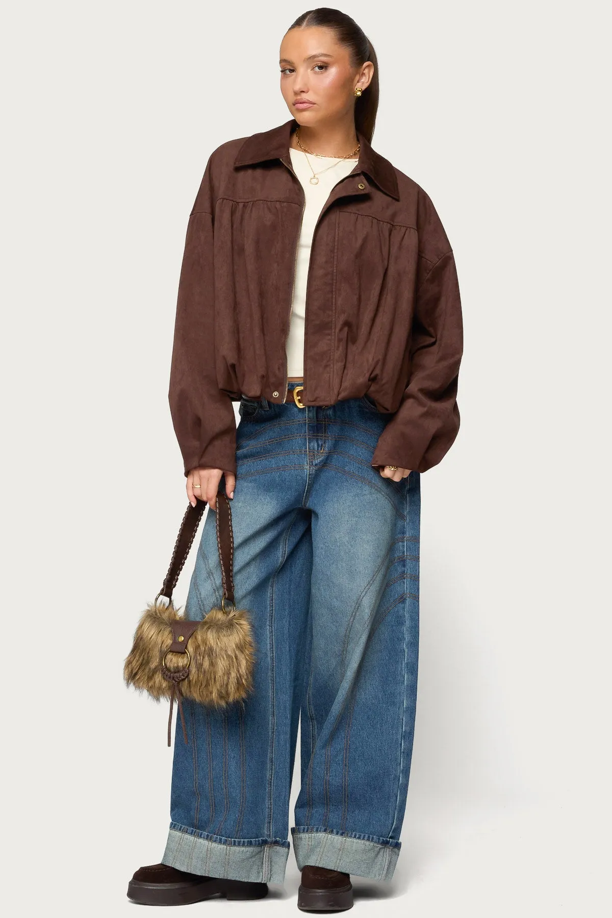 Cuffed Low Rise Baggy Jeans sold by Edikted product image thumbnail 5