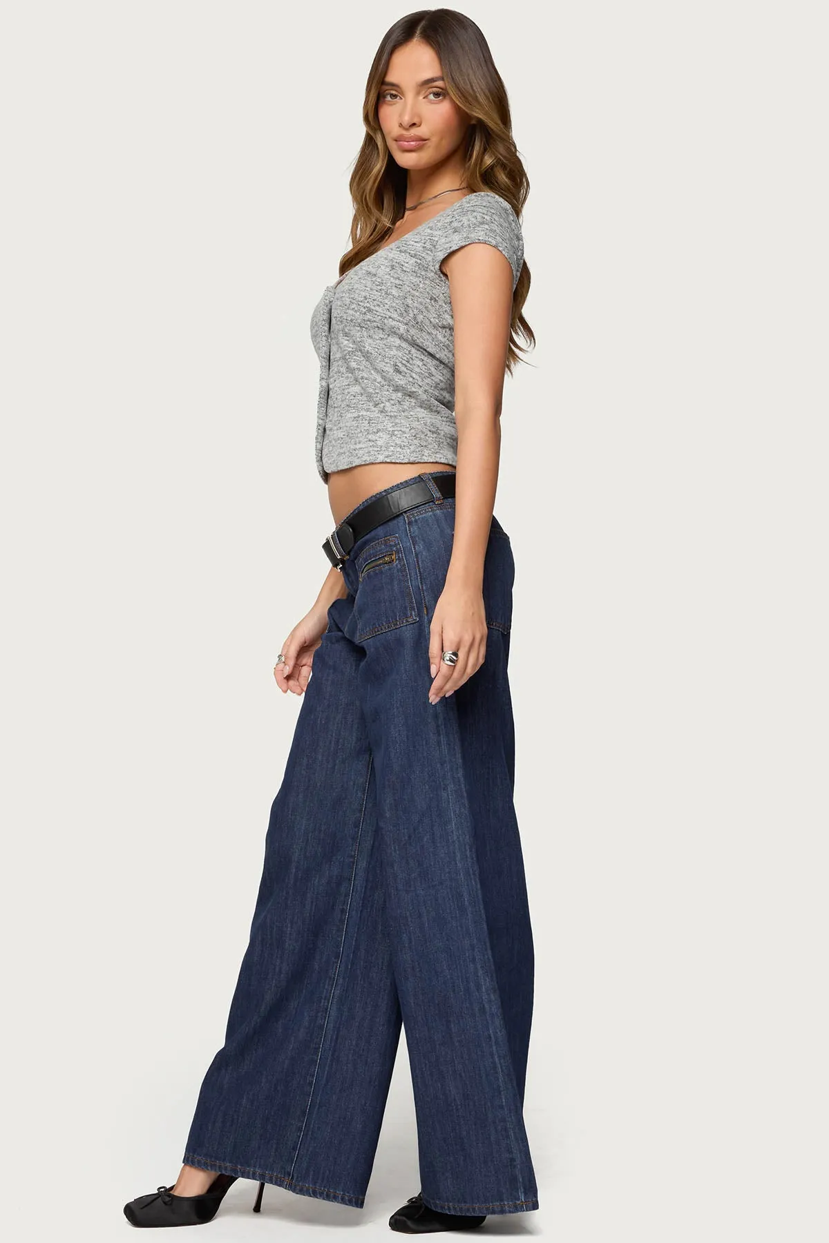 Jimena Low Rise Wide Leg Jeans sold by Edikted product image thumbnail 3