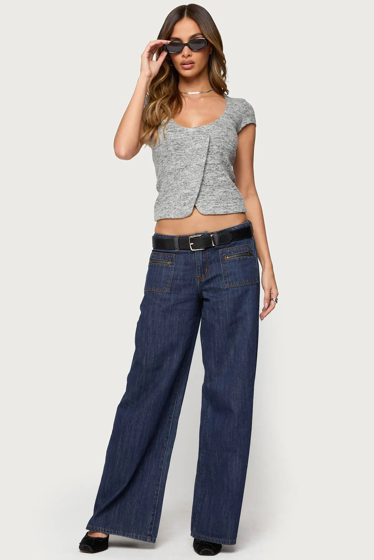 Jimena Low Rise Wide Leg Jeans sold by Edikted