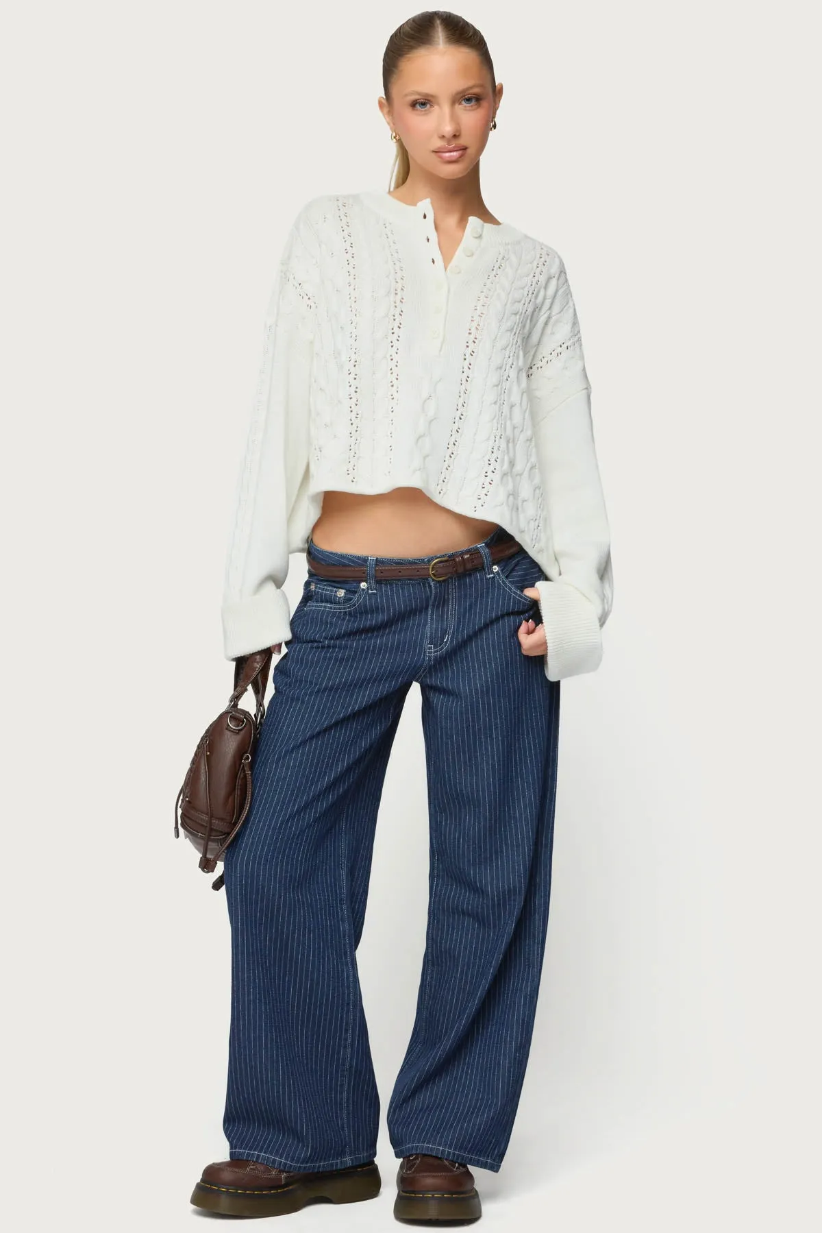 Marianna Button Cable Knit Sweater sold by Edikted product image thumbnail 2