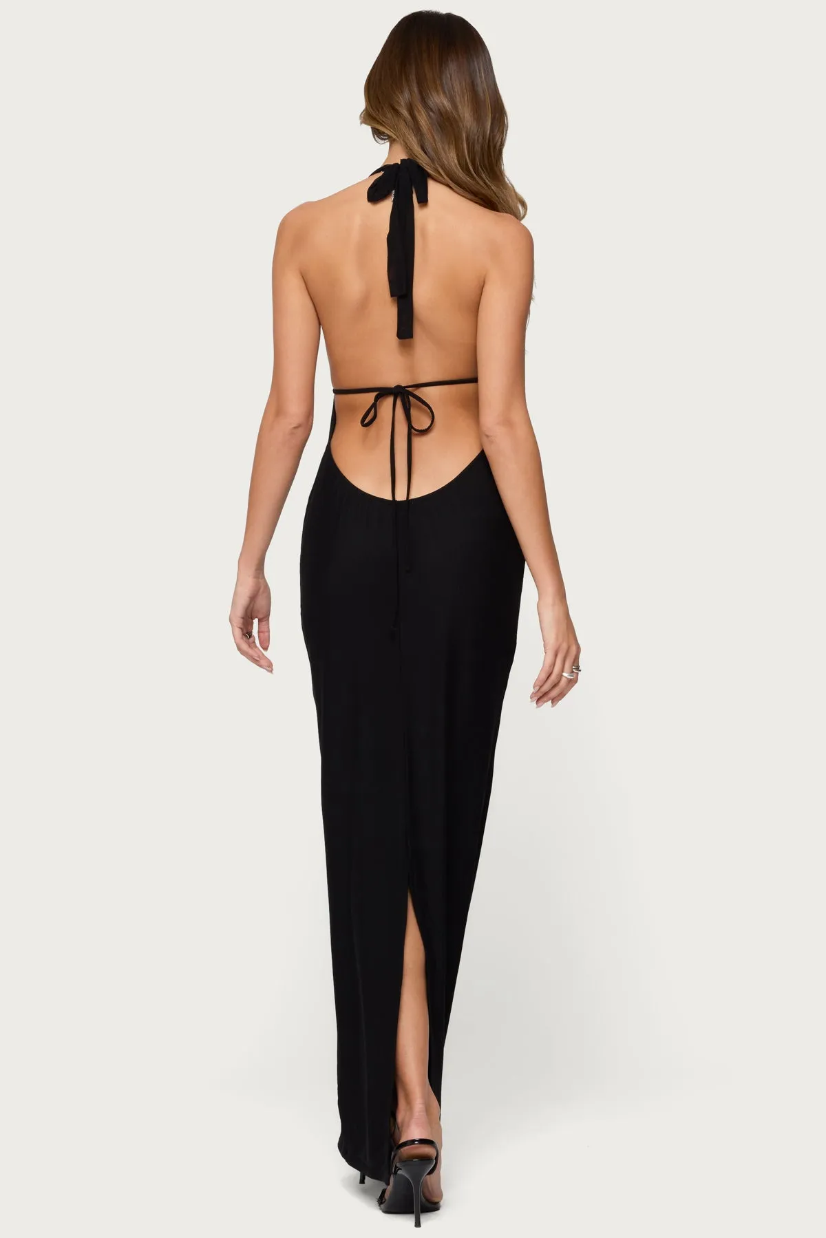 Laretta Cowl Neck Backless Maxi Dress sold by Edikted product image thumbnail 2