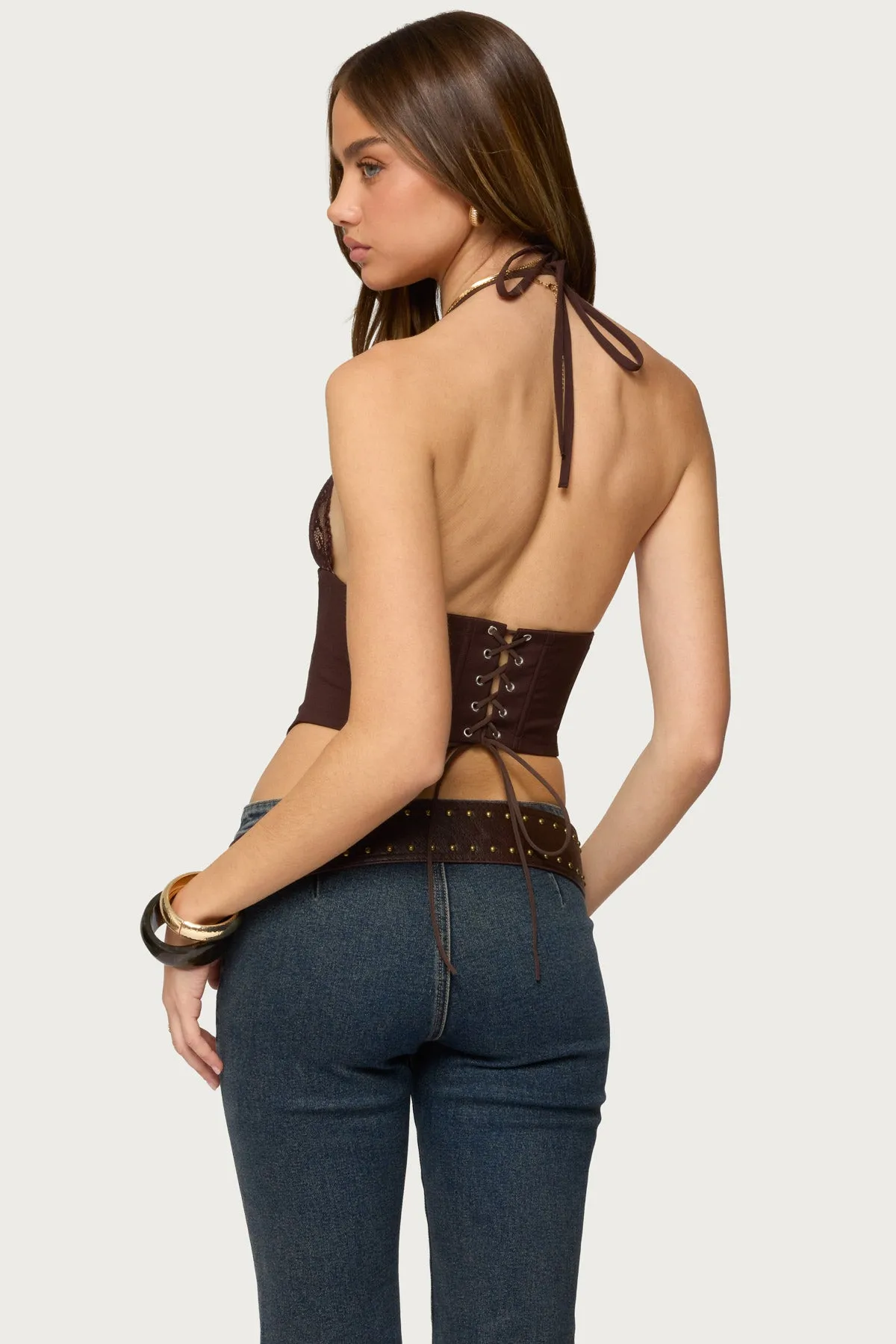 Ghita Lacey Halter Corset sold by Edikted product image thumbnail 5