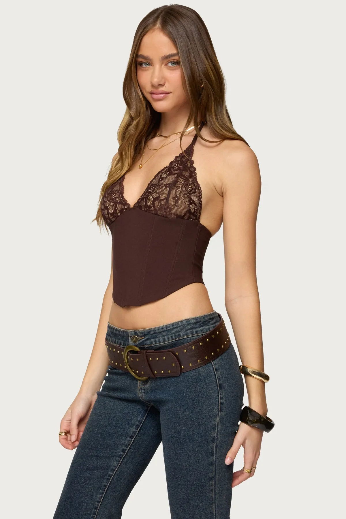 Ghita Lacey Halter Corset sold by Edikted product image thumbnail 3