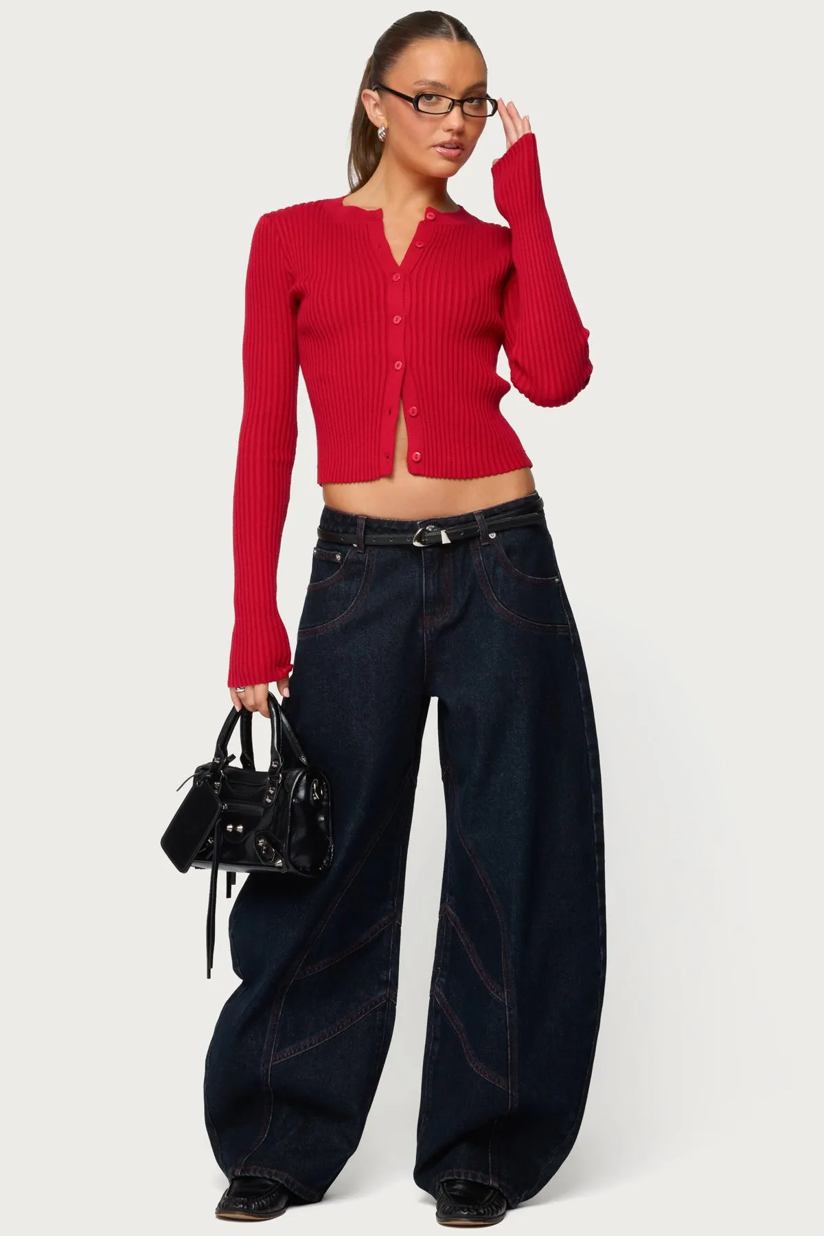 Double Pocket Low Rise Barrel Leg Jeans sold by Edikted