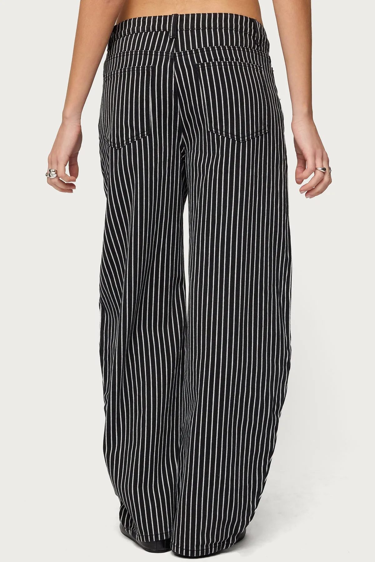 Pinstripe Low Rise Barrel Leg Jeans sold by Edikted product image thumbnail 4