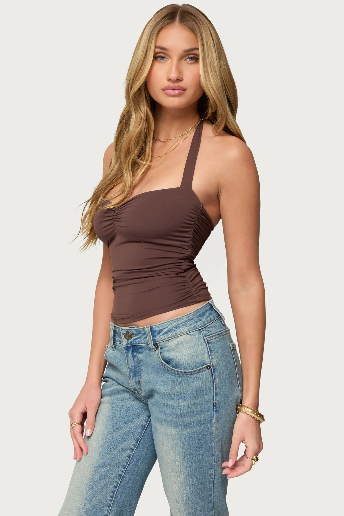 Anael Ruched Halter Top sold by Edikted product image thumbnail 3