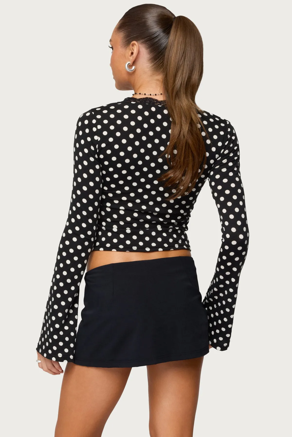 Polka Dot Lacey Plunge Neck Top sold by Edikted product image thumbnail 4
