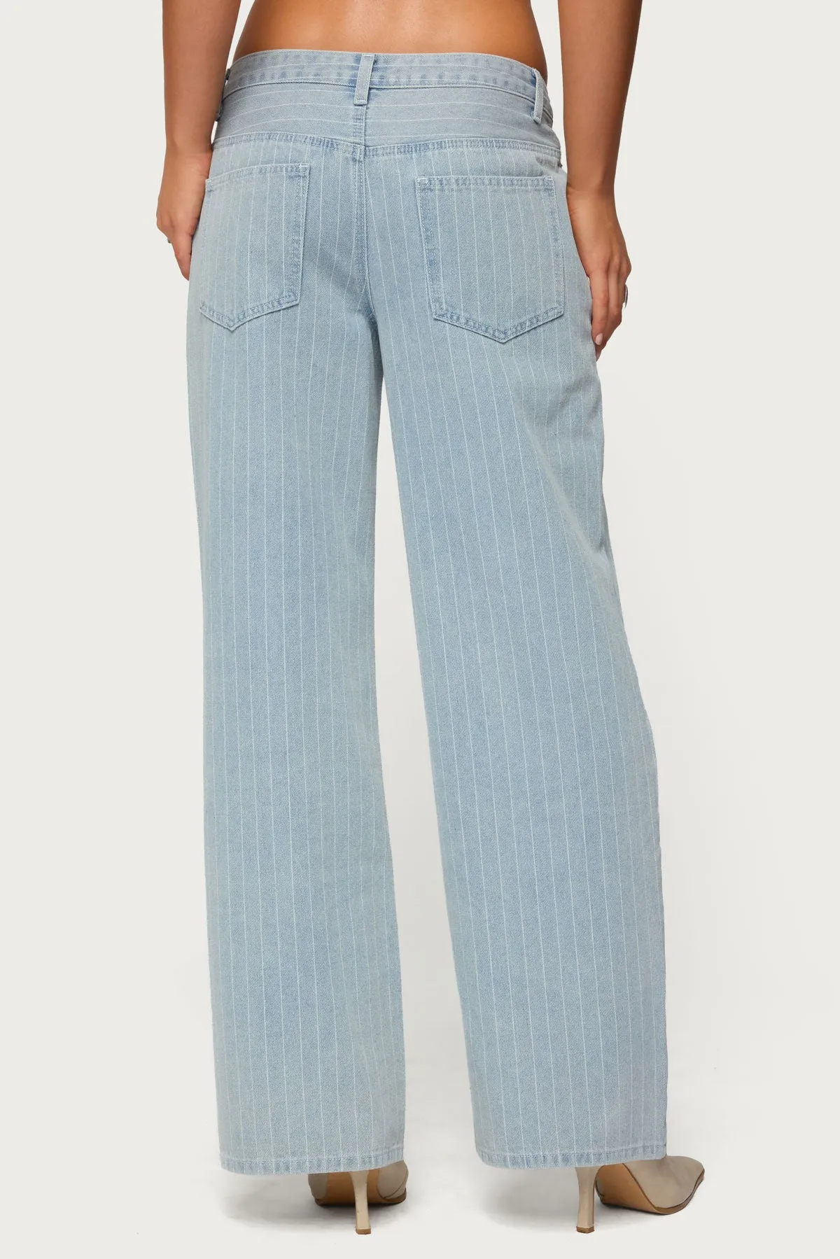 Pinstripe Low Rise Baggy Jeans sold by Edikted product image thumbnail 5