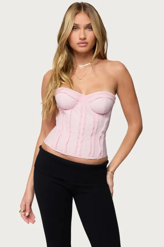 Naliah Raw Edge Strapless Corset sold by Edikted