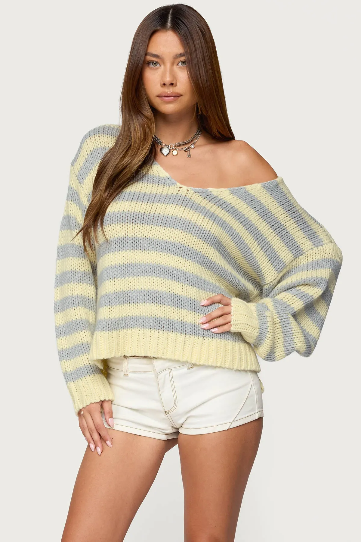 Eugenie Oversized Striped Sweater sold by Edikted