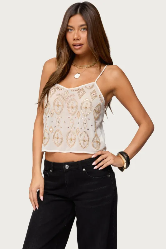 Kaleesy Beaded Tank Top sold by Edikted