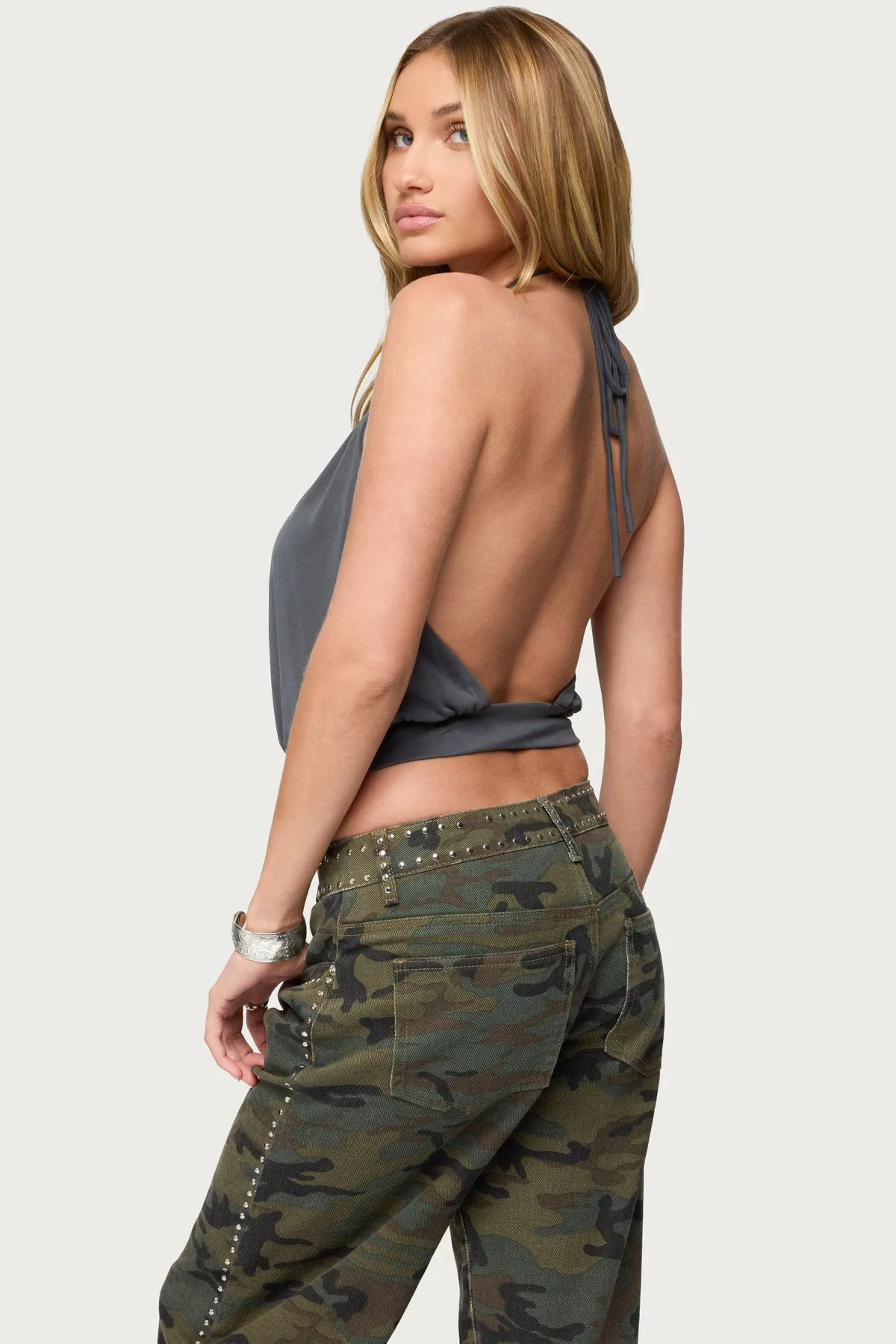 Kammy Draped Backless Halter Top sold by Edikted product image thumbnail 3
