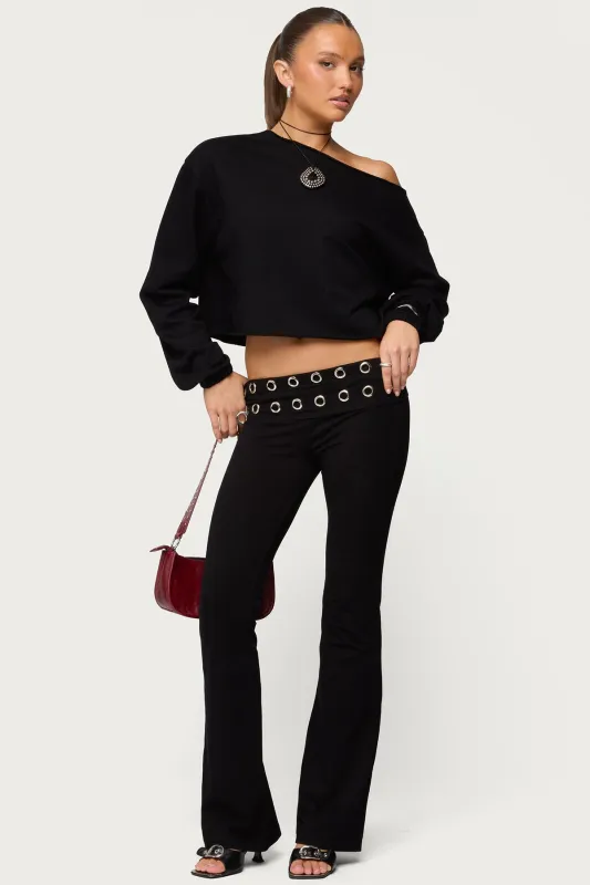 Nairobi Grommet Foldover Flared Leggings sold by Edikted