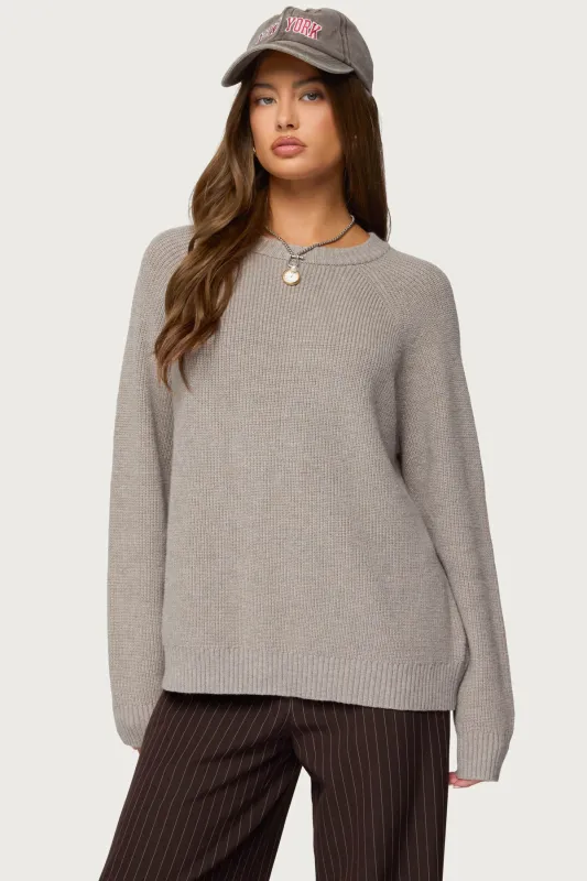 Lavonne Oversized Knit Raglan Sweater sold by Edikted