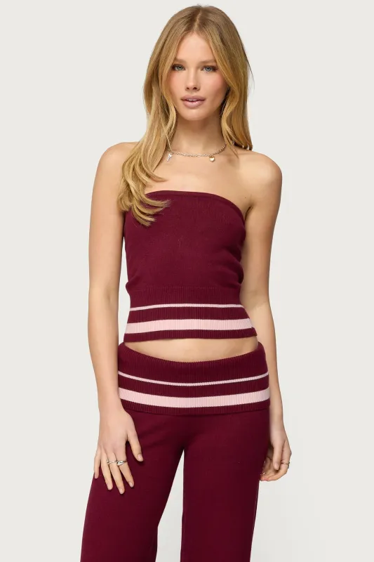 Kaliya Stripey Strapless Knit Top sold by Edikted