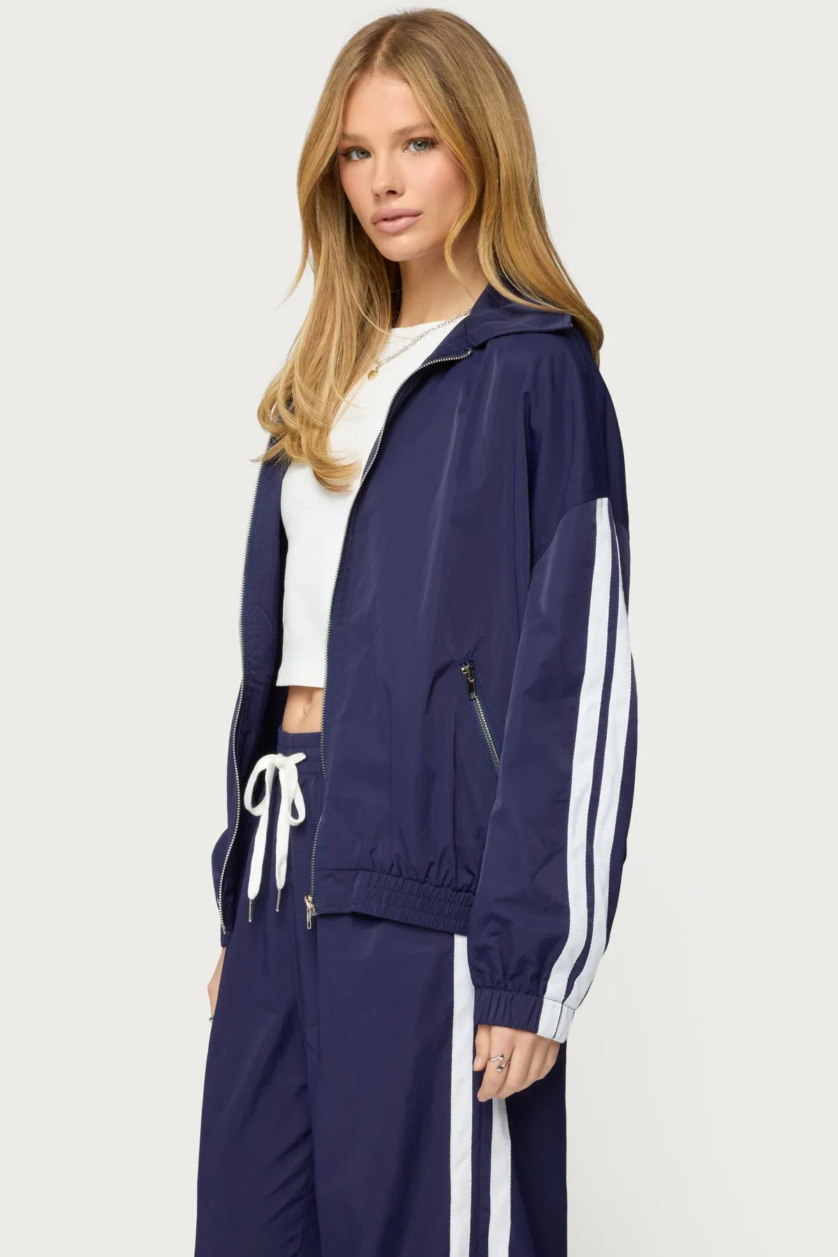 Kieran Stripey Nylon Track Jacket sold by Edikted product image thumbnail 3