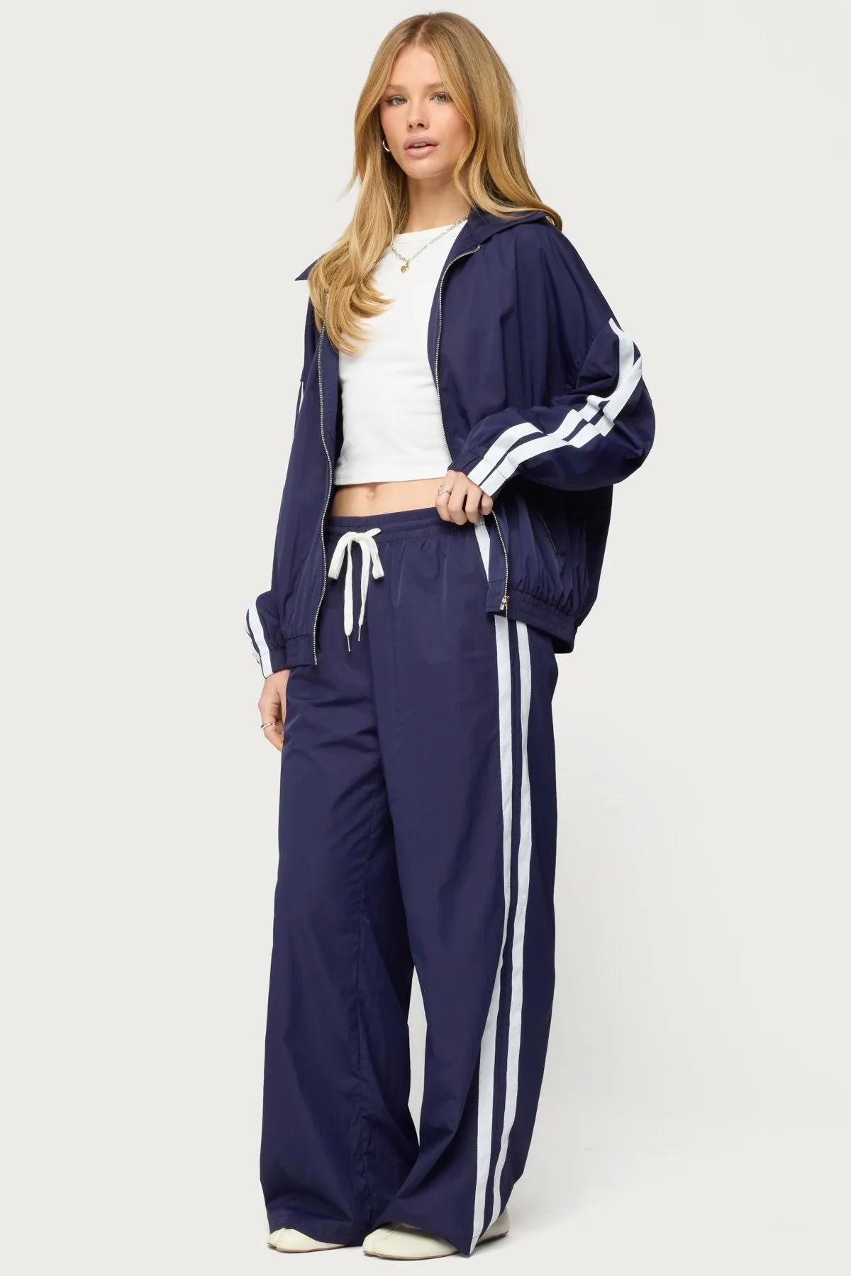 Kieran Stripey Nylon Track Jacket sold by Edikted product image thumbnail 4