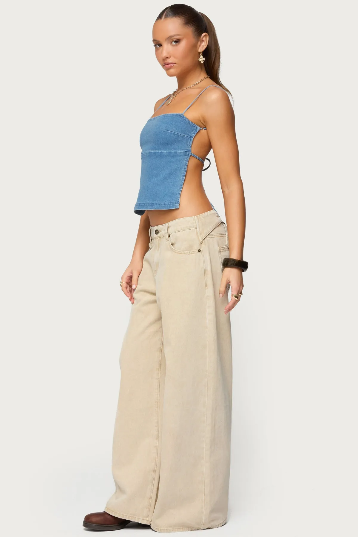 Conley Backless Denim Top sold by Edikted product image thumbnail 4