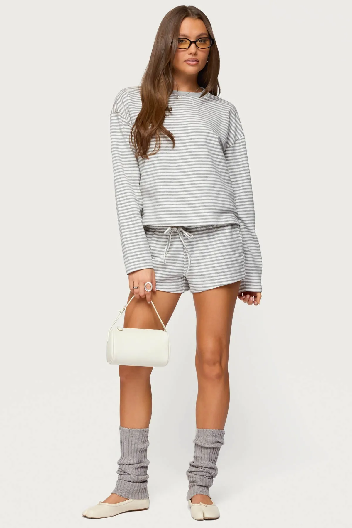Jainee Striped Drawstring Shorts sold by Edikted