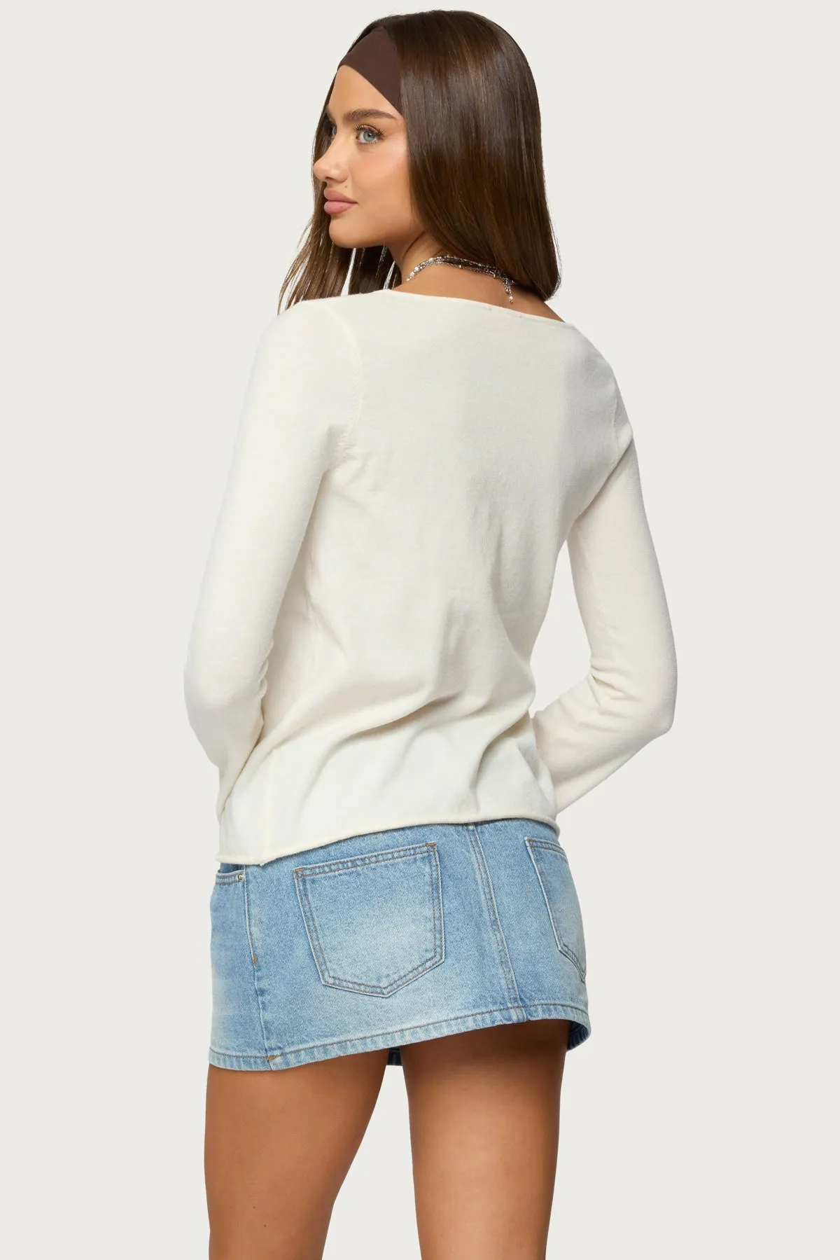 Jesy Iridescent Split Front Knit Cardigan sold by Edikted product image thumbnail 5