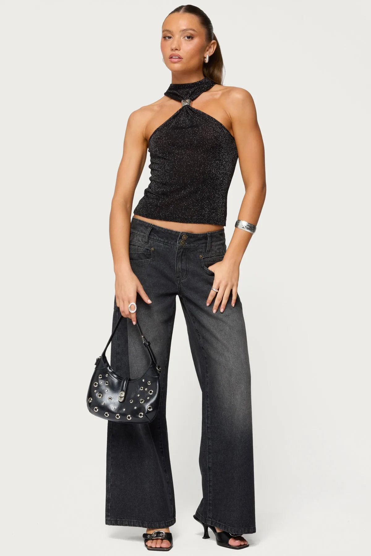 Nalia Gathered Ring Glitter Knit Top sold by Edikted product image thumbnail 2