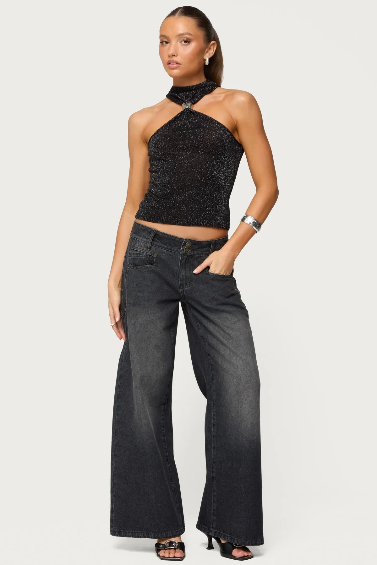 Nalia Gathered Ring Glitter Knit Top sold by Edikted product image thumbnail 5