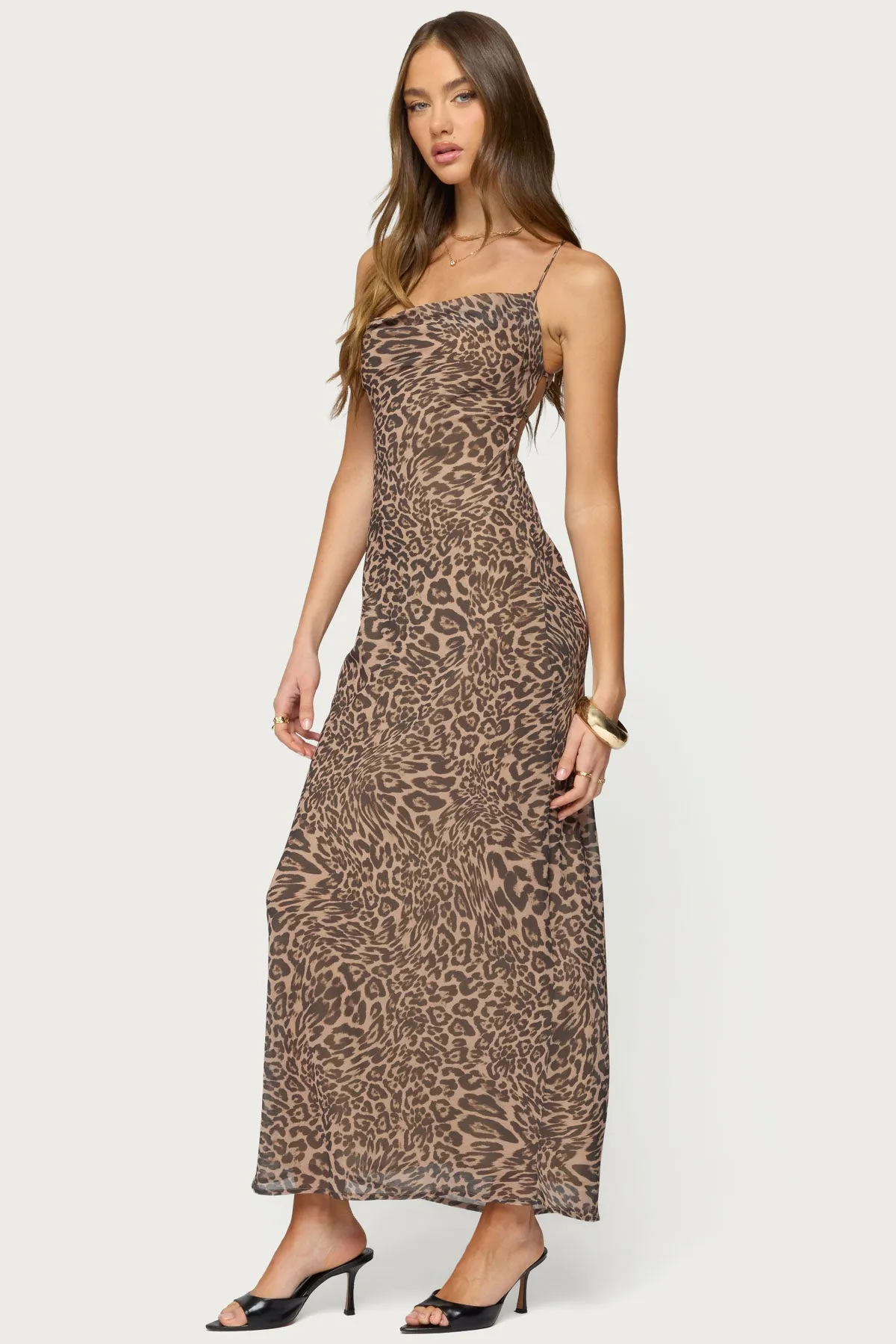 Ayanah Leopard Printed Backless Maxi Dress sold by Edikted product image thumbnail 3