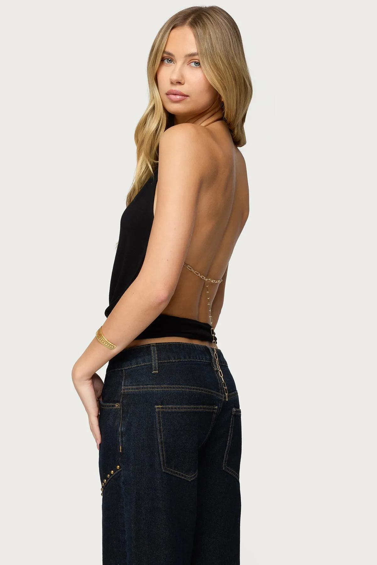 Damarey Chain Backless Halter Top sold by Edikted product image thumbnail 4