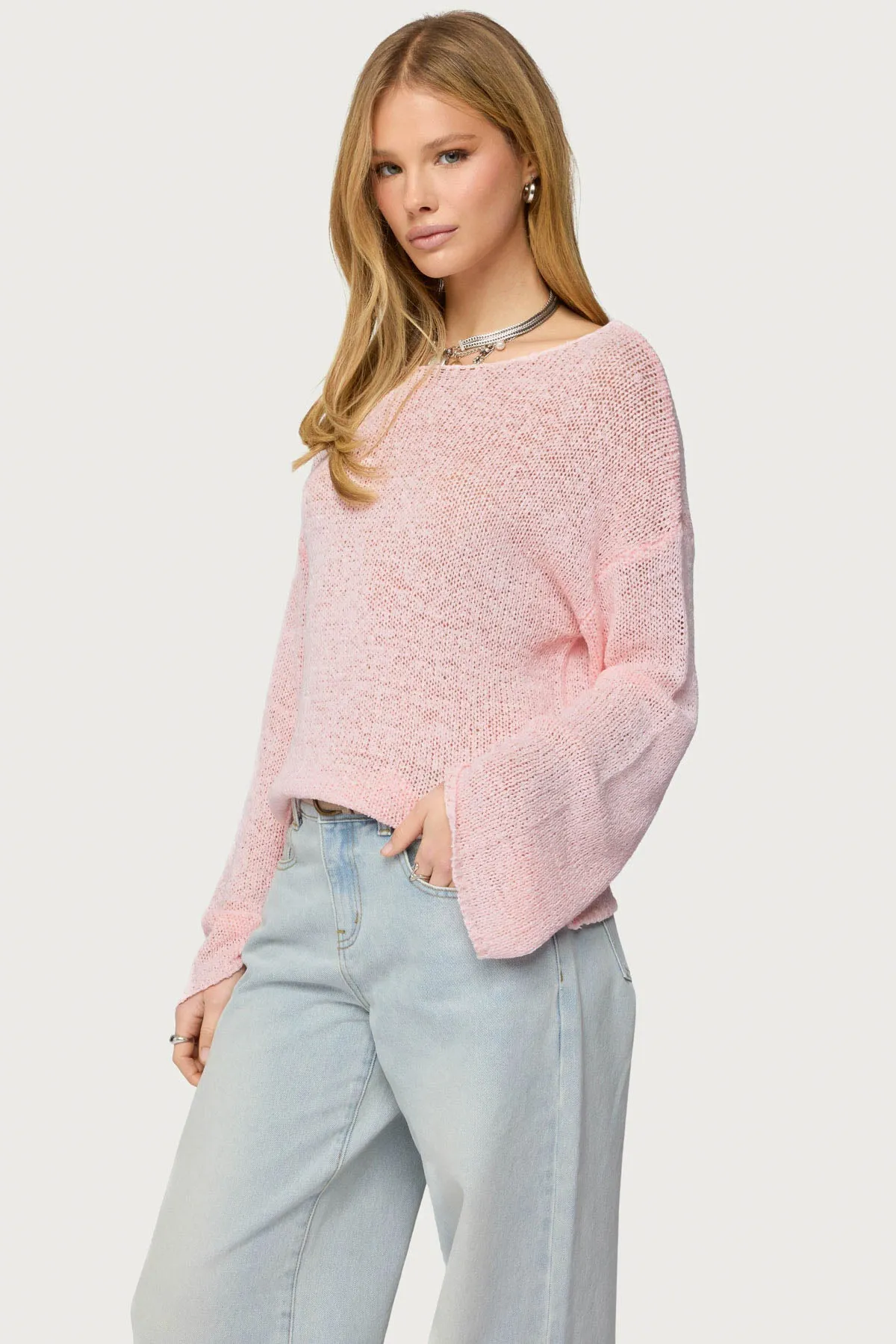 Drop Shoulder Light Knit Sweater sold by Edikted product image thumbnail 3