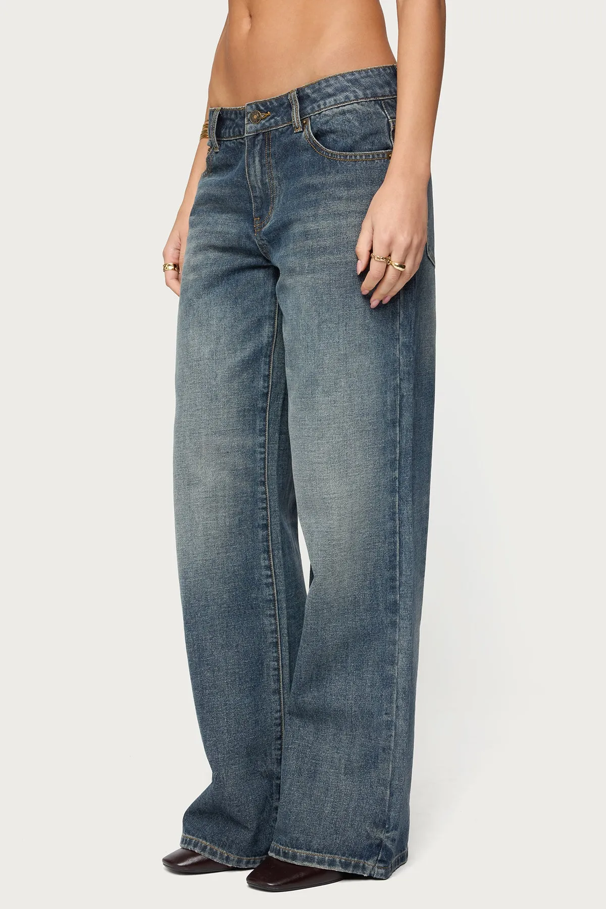 Della Waist Scarf Low Rise Baggy Jeans sold by Edikted product image thumbnail 4