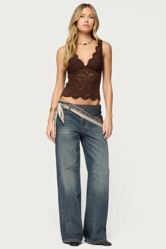 Della Waist Scarf Low Rise Baggy Jeans made by Edikted