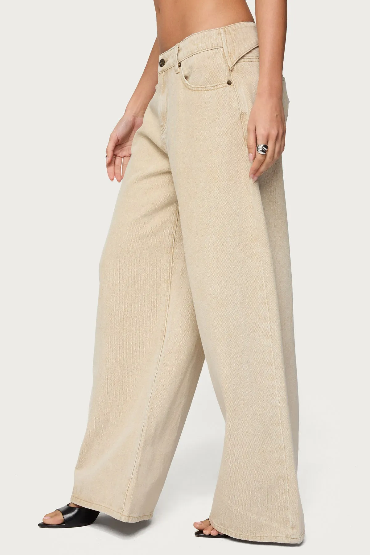 Buttoned Belt Low Rise Baggy Jeans sold by Edikted product image thumbnail 3