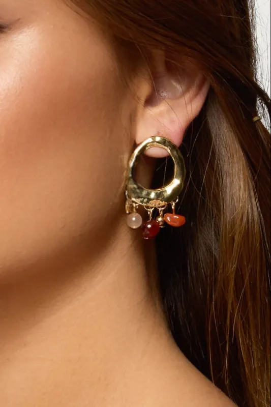 Mixed Gemstone Abstract Stud Earrings sold by Edikted